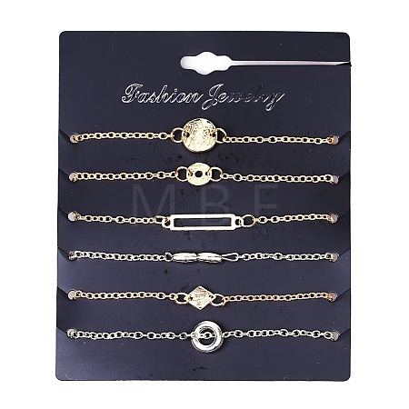 6Pcs 6 Styles Iron Alloy Link Bracelets Set JJ5494-7-1