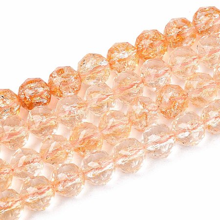 Crackle Transparent Glass Beads Strands X1-GLAA-N063-8mm-07-1