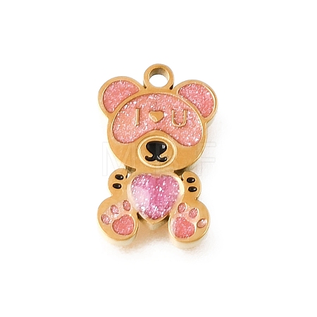 304 Stainless Steel Enamel Pendants STAS-E531-01G-1