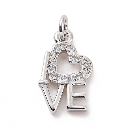 Brass Micro Pave Cubic Zirconia Pendants KK-C012-05P-1