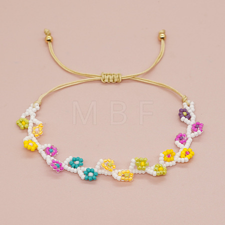 Handmade Glass Seed Bead Woven Flower Braided Bracelets RV1845-1