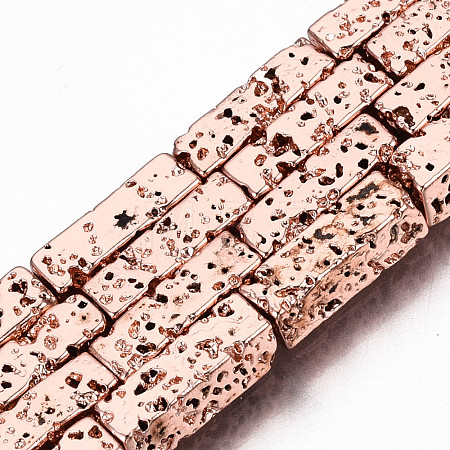 Electroplated Natural Lava Rock Beads Strands G-T114-63RG-1