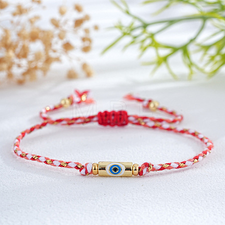 Brass Enamel Evil Eye Beaded Braided Bracelets FU6663-5-1