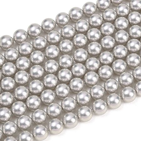 Frosted Glass Pearl Beads Strands GLAA-A044-08A-09-1