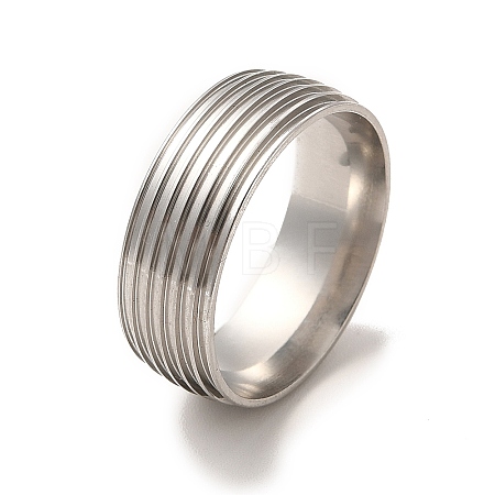 201 Stainless Steel Grooved Finger Ring Findings STAS-G306-03P-1