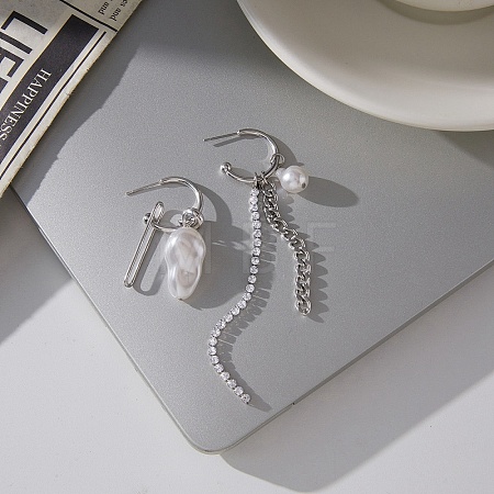 304 Stainless Steel Dangle Stud Earrings EJEW-A161-02P-1