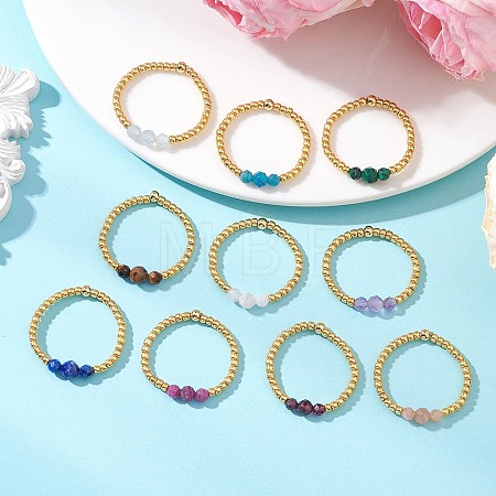 Adjustable Natural Gemstone Finger Rings RJEW-JR01013-1