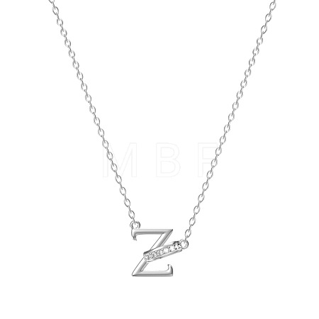 304 Stainless Steel Crystal Rhinestone Initial Pendant Necklaces FS-WGCEFCC-26-1