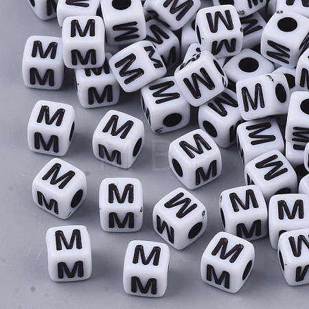 White Opaque Acrylic Beads MACR-R869-02M-1