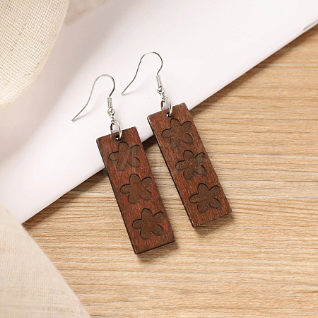 Bohemian Wood Dangle Earrings WG7FE60-04-1