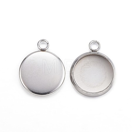 Tarnish Resistant 304 Stainless Steel Pendant Cabochon Settings STAS-G127-13-10mm-P-1