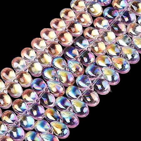 Electroplate Transparent Glass Beads Strands EGLA-N057-01A-07-1