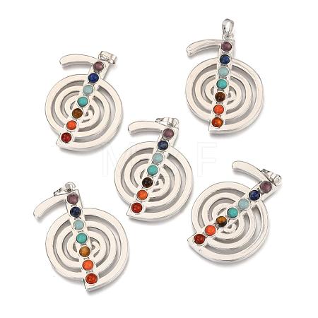 Platinum Plated Brass Gemstone Musical Note Pendants G-J264-03-1