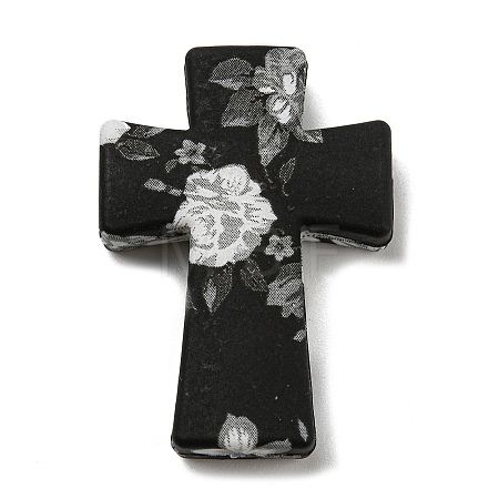 Cross with Flower Silicone Focal Beads SIL-G006-02G-1