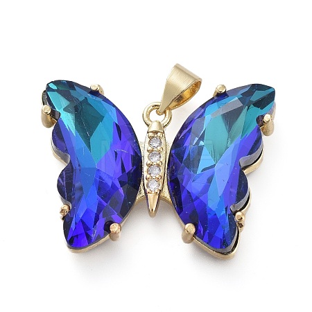 Brass Micro Pave Clear Cubic Zirconia Pendants ZIRC-P079-A01-08-1