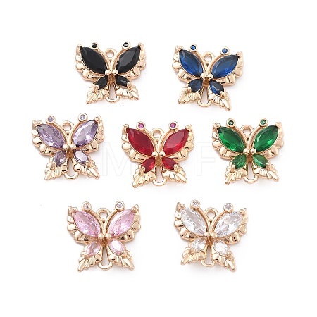 Brass Glass Connector Charms KK-B125-08G-1