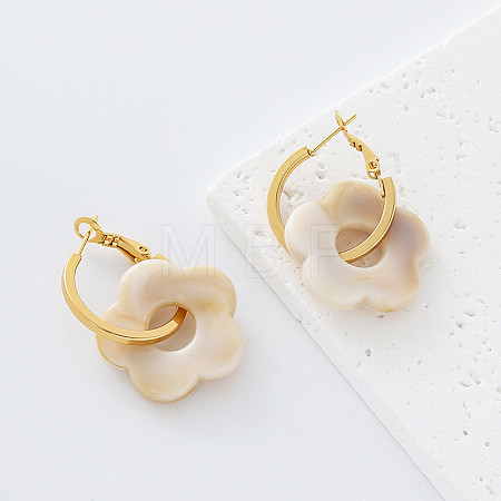 304 Stainless Steel Resin Hoop Dangle Earrings for Women QH5612-5-1