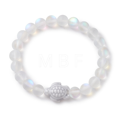 8mm Round Dyed Synthetic Moonstone Beaded Stretch Bracelets BJEW-JB10308-07-1