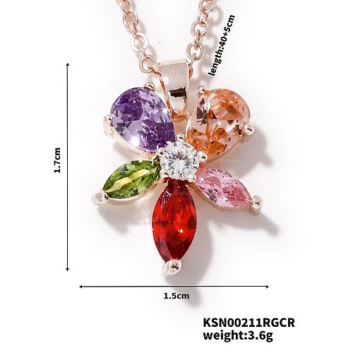 Brass Colorful Rhinestone Pendant Necklaces for Women IM3038-1-1