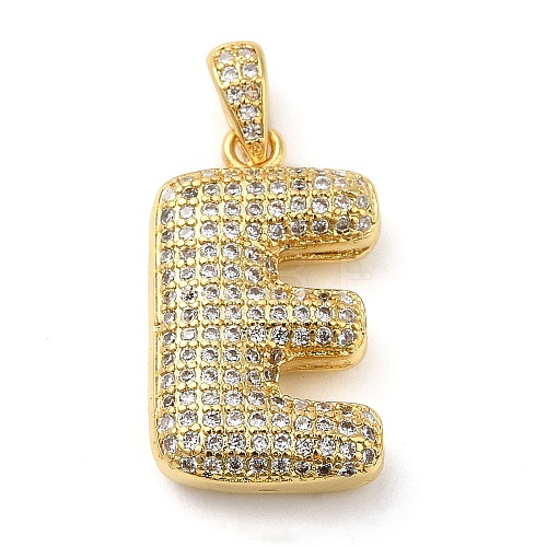 Brass Micro Pave Cubic Zirconia Pendants KK-E061-03G-05-1