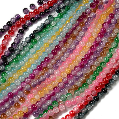 Crackle Baking Painted Imitation Jade Glass Beads Strands DGLA-T003-6mm-M-1