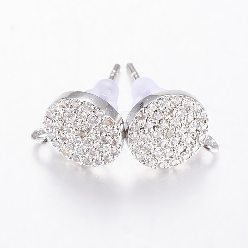 Brass Micro Pave Cubic Zirconia Stud Earring Findings ZIRC-E132-13A-P-1