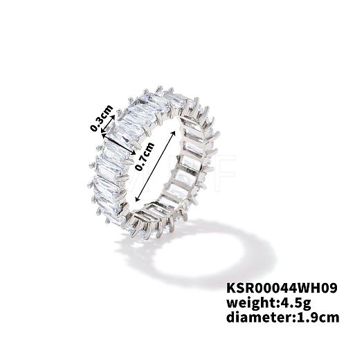 Fashionable Brass Rhinestone Plaid Ring Jewelry AJ1703-6-1