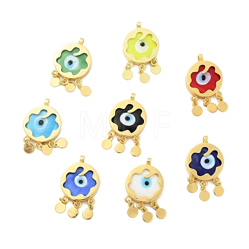 Rack Plating Handmade Evil Eye Lampwork Pendants KK-F838-01-G-1