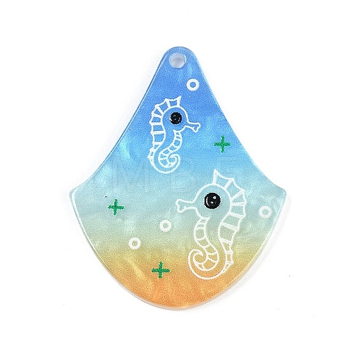 Marine Organism Series Fan Shape Acrylic Pendants OACR-Q101-03E-1