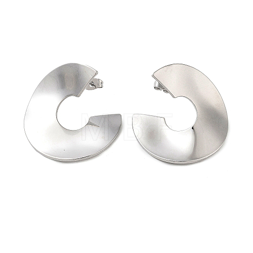 Brass C-Shaped Stud Earrings EJEW-P294-01P-1