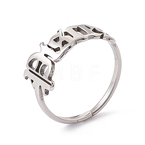 Non-Tarnish 304 Stainless Steel Constellation Open Cuff Ring for Women RJEW-C035-01K-P-1