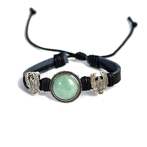 Natural Green Aventurine with Alloy Bracelets PW-WG4310E-06-1