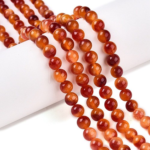 Dyed Natural White Jade Beads Strands G-T138-6mm-210-19-1