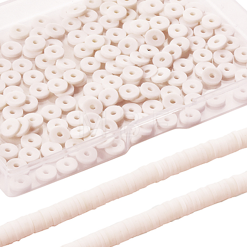 2 Strands Flat Round Eco-Friendly Handmade Polymer Clay Beads CLAY-SC0001-54B-1