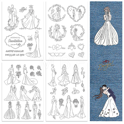 4 Sheets 11.6x8.2 Inch Stick and Stitch Embroidery Patterns DIY-WH0455-149-1