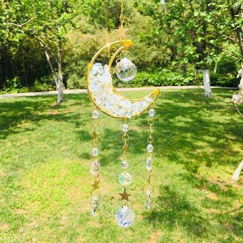 Wire Wrapped Opalite Chips & Moon Hanging Ornaments PW-WG515F2-03-1