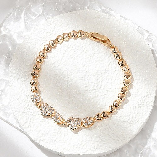 Brass Micro Pave Cubic Zirconia Chain Bracelets KK-R217-38G-1