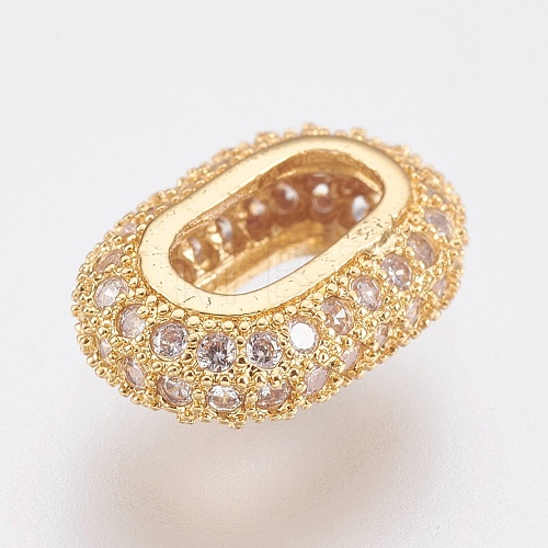 Brass Micro Pave Cubic Zirconia Beads ZIRC-F083-099G-RS-1