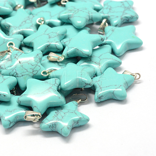 Star Dyed Synthetic Turquoise Pendants G-Q367-13-1