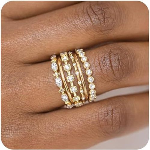 Horse Eye/Square/Flat Round Zinc Alloy Crystal Rhinestone Finger Rings Sets FS-WG67419-03-1