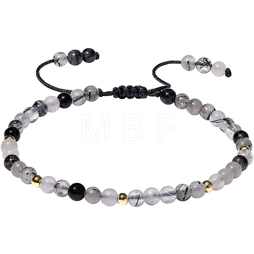 Natural Round Rutilated Quartz Braided Bead Bracelets XS5464-9-1