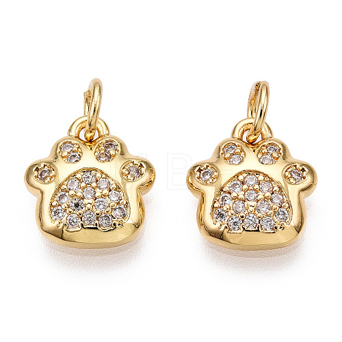 Brass Micro Pave Clear Cubic Zirconia Charms KK-T070-06G-NF-1