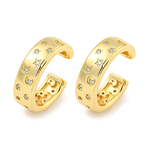 Brass Micro Pave Cubic Zirconia Cuff Earrings EJEW-C104-086G-1