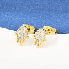 Brass Micro Pave Clear Cubic Zirconia Stud Earrings EJEW-F405-21B-G-1
