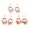 Natural Agate & Strawberry Quartz & Synthetic Coral Dangle Earrings EJEW-L286-15G-1