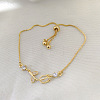 Zinc Alloy Pave Rhinestone Glass & Cat Eye Box Chain Slider Bracelets WG18DF5-01-4