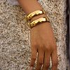 European Style 304 Stainless Steel Double Layers Open Cuff Bangles for Women EH8153-3