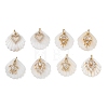 Natural Freshwater Shell & Brass & Clear Cubic Zirconia Pendants PALLOY-JF06026-1