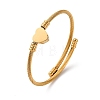 304 Stainless Steel Heart Beaded Cuff Bangle BJEW-K280-02G-4