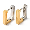 Two Tone Brass Rectangle Hoop Earrings EJEW-P228-04-1